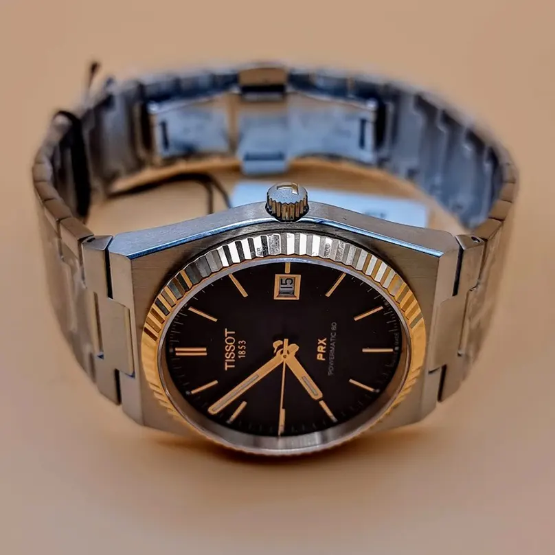 Tissot PRX Swiss Powermatic 80 18K Gold Bezel Men's Watch- T931.407.41.041.00